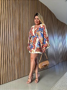 Vestido Curto Estampado Realeza Do Mar Farm