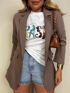 Maxi Blazer Alfaiataria Valéria Marrom Acinzentado