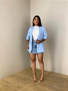 Maxi Blazer Alfaiataria Valéria Azul Claro