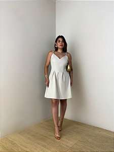 Vestido Curto Alcinha Ana Helena Bege Gelo