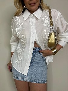 Camisa Bordada Vitória Branca