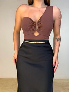 Body Fivela Dourada Heloísa Marrom