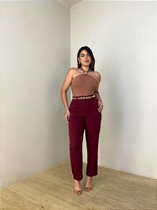Calça Alfaiataria Teresa Vermelho Bordô