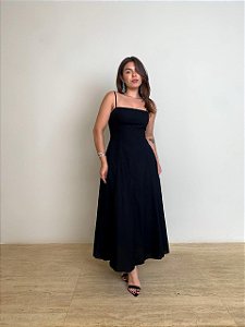 Vestido Alcinha Midi Sarah Preto