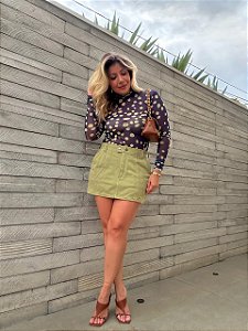 Saia Sarja Curta Verde Animale Jeans