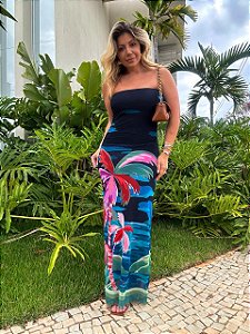 Vestido Midi Tule Luar Farm