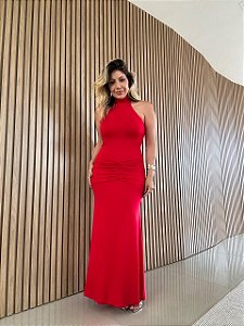 Vestido Midi Cava Entrada Vermelho
