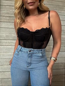 Corselet Renda Geórgia Preto