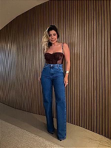 Calça Reta Mariane Jeans Escuro