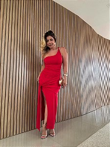 Vestido Midi Nula Manga Maragogi Vermelho