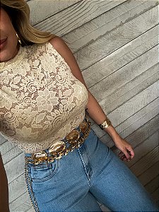 Body Renda Trancoso Bege Areia