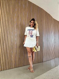Short Saia Plissado Ilhéus Branco