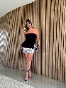 Saia Curta Paetê Balneário Prata