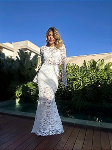 Conjunto Renda Guipir Branco