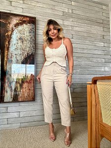 Calça Alfaiataria Gaby Bege Areia