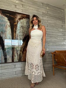 Saia Midi Crochê Ipanema Off White