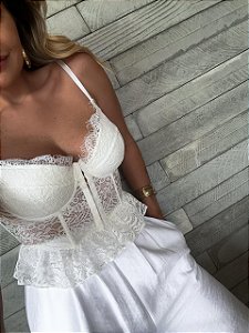 Corselet Renda Jeri Branco