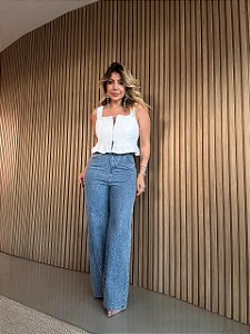 Calça Jeans Escura Cravejada Larissa