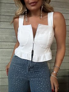 Cropped Babado Búzios Branco