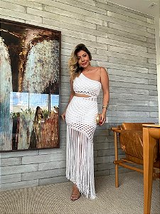 Vestido Midi Crochê Floripa Branco