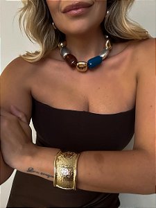 Bracelete Orgânico Texturizado Dourado