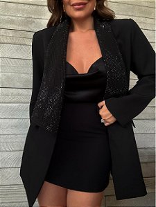 Maxi Blazer Junia Preto Brilho