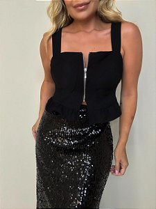 Cropped Babado Búzios Preto