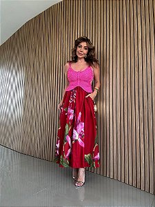 Saia Estampada Floral Orquídea Farm