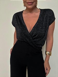 Blusa Lurex Gaby Preta