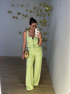 Calça Wide Leg Alfaiataria Búzios Verde