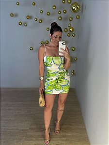 Vestido Curto Estampado Lírio Tropical Farm