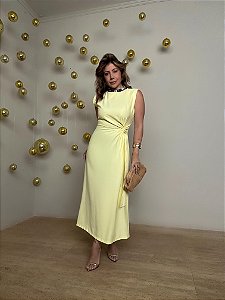 Vestido Midi Alfaiataria Marcela Amarelo