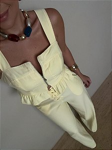 Cropped Babado Búzios Amarelo