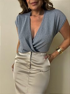 Blusa Lurex Gaby azul