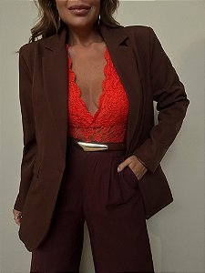 Maxi Blazer Alfaiataria Francesca Marrom
