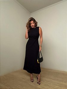Vestido Midi Alfaiataria Marcela Preto