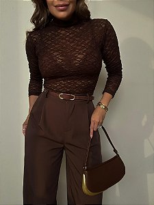 Blusa Renda Leonor Marrom