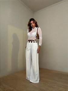 Calça Alfaiataria Pantalona Aurélia Branca