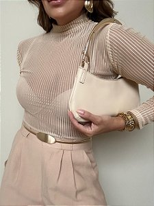 Bolsa Alça Metálica Bege Creme