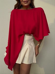 Blusa Capa Assimétrica Marcela Vermelha