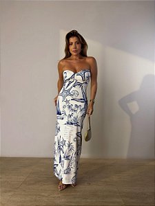 Vestido Sem Alça Mar de Ondas Farm