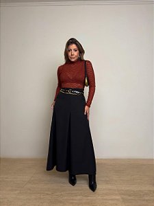 Saia Midi Alfaiataria Victoria Preta