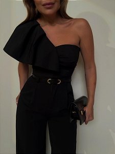 Cropped Nula Manga Isabela Preto