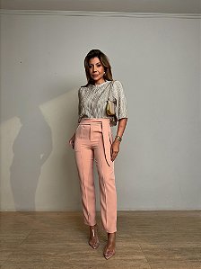 Calça Alfaiataria Leonor Rosa Chá