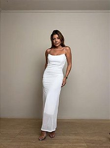Vestido Midi Tule Isabela Branco