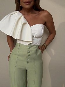 Cropped Nula Manga Isabela Branco