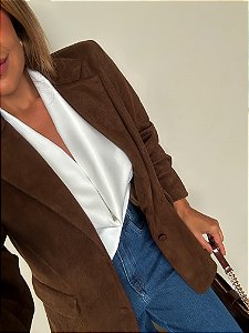 Maxi Blazer Suede Isabela Marrom