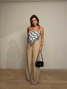 Calça Alfaiataria Reta Ginevra Bege