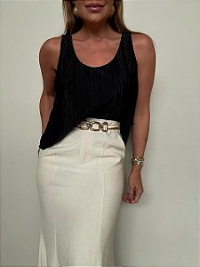 Blusa Plissada Donatella Preta