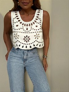 Cropped Bordado Giulietta Branco